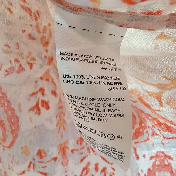 Chicos Womens 3 16/18 Shirt Medallion Print Linen Tunic Lagenlook Coastal Beachy - Picture 6 of 8